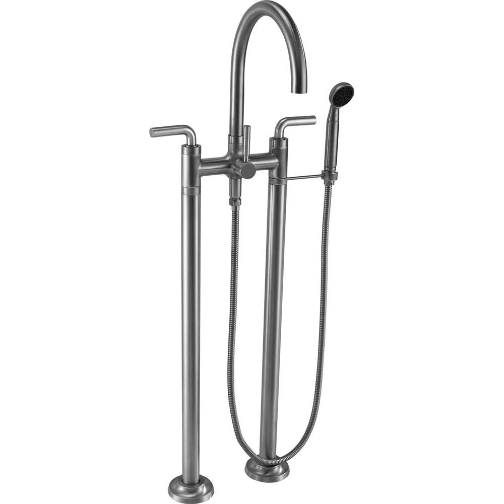 California Faucets - Industrial Floor Mount Tub Filler - Arc Spout - Gloss White