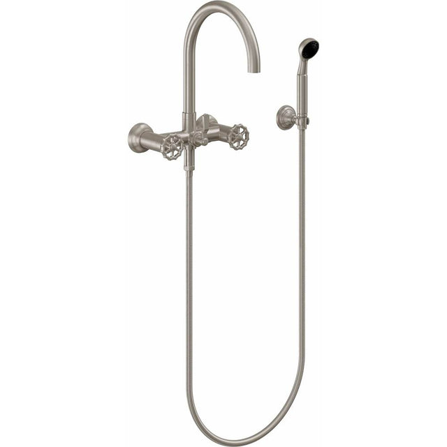 California Faucets - Industrial Wall Mount Tub Filler - Arc Spout - Gloss White