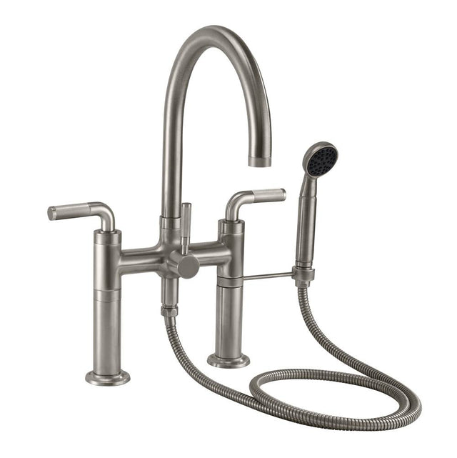 California Faucets - Industrial Deck Mount Tub Filler - Arc Spout - Gloss White