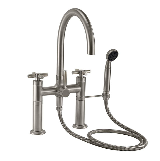 California Faucets - Industrial Deck Mount Tub Filler - Arc Spout - Gloss White