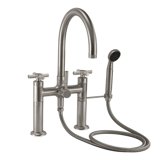 California Faucets - Industrial Deck Mount Tub Filler - Arc Spout - Gloss White