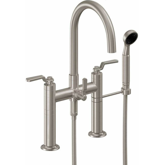 California Faucets - Industrial Deck Mount Tub Filler - Arc Spout - Gloss White