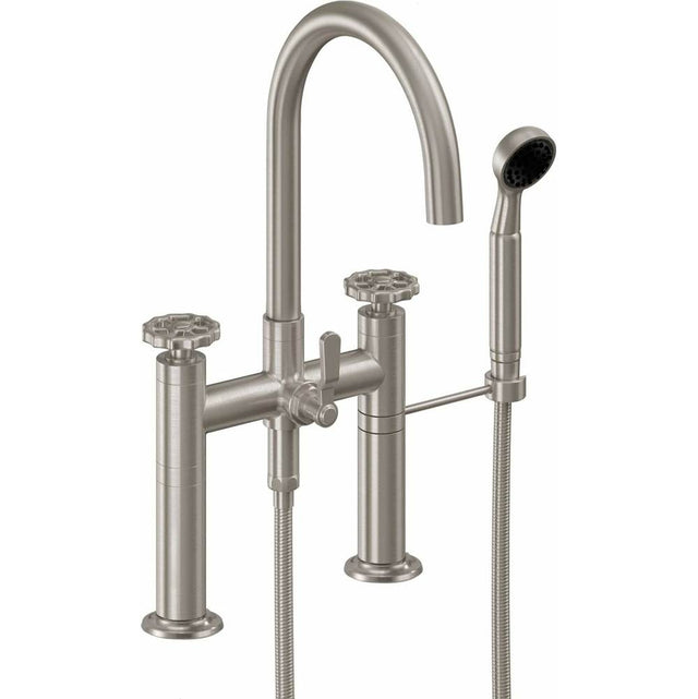California Faucets - Industrial Deck Mount Tub Filler - Arc Spout - Gloss White