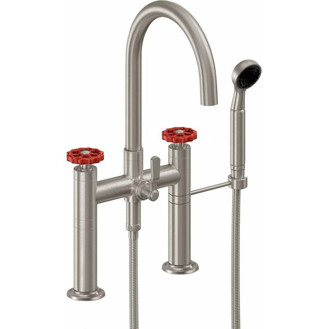 California Faucets - Industrial Deck Mount Tub Filler - Arc Spout - Gloss White