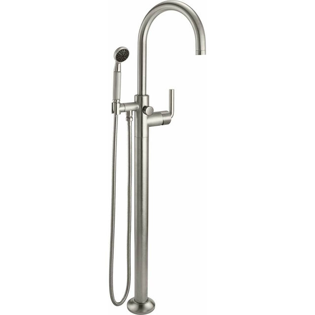 California Faucets - Industrial Single Hole Floor Mount Tub Filler - Arc Spout - Gloss White