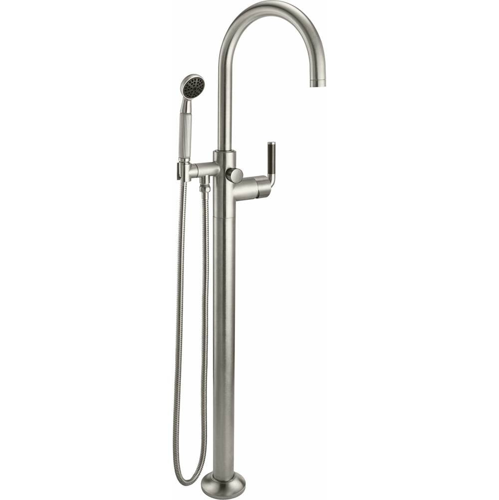 California Faucets - Industrial Single Hole Floor Mount Tub Filler - Arc Spout - Gloss White