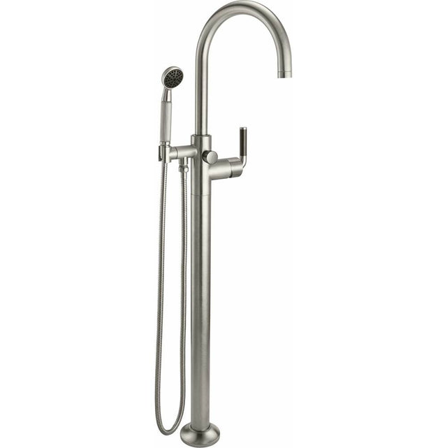 California Faucets - Industrial Single Hole Floor Mount Tub Filler - Arc Spout - Gloss White