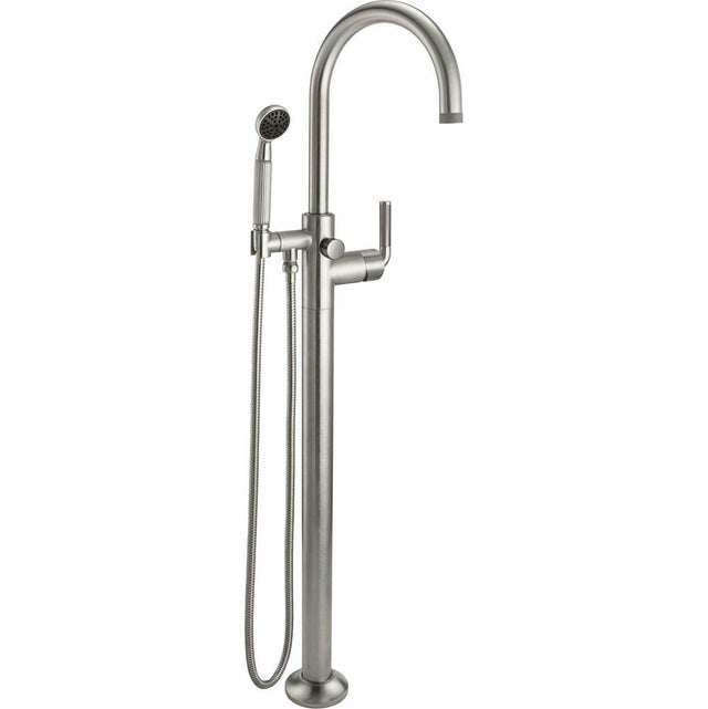 California Faucets - Industrial Single Hole Floor Mount Tub Filler - Arc Spout - Gloss White