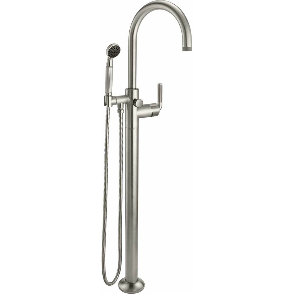 California Faucets - Industrial Single Hole Floor Mount Tub Filler - Arc Spout - Gloss White