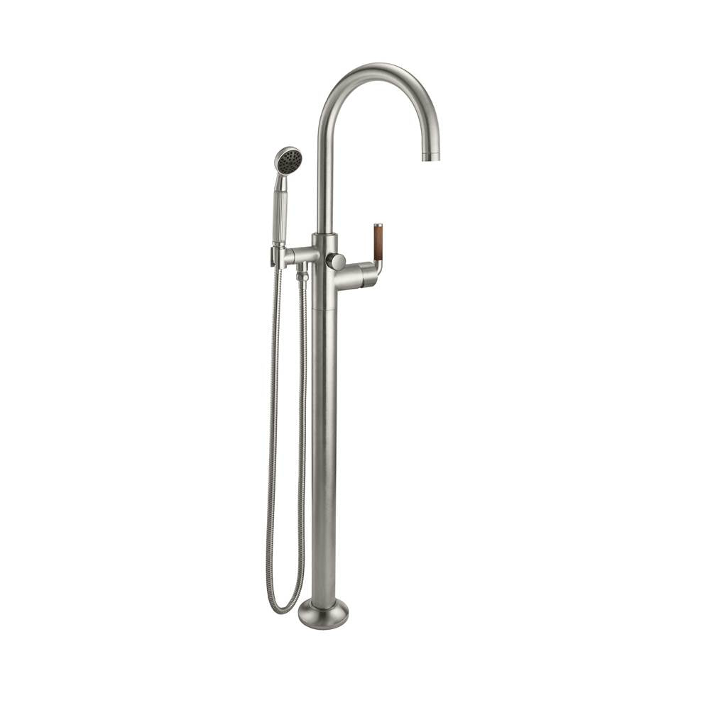 California Faucets - Industrial Single Hole Floor Mount Tub Filler - Arc Spout - Polished Chrome