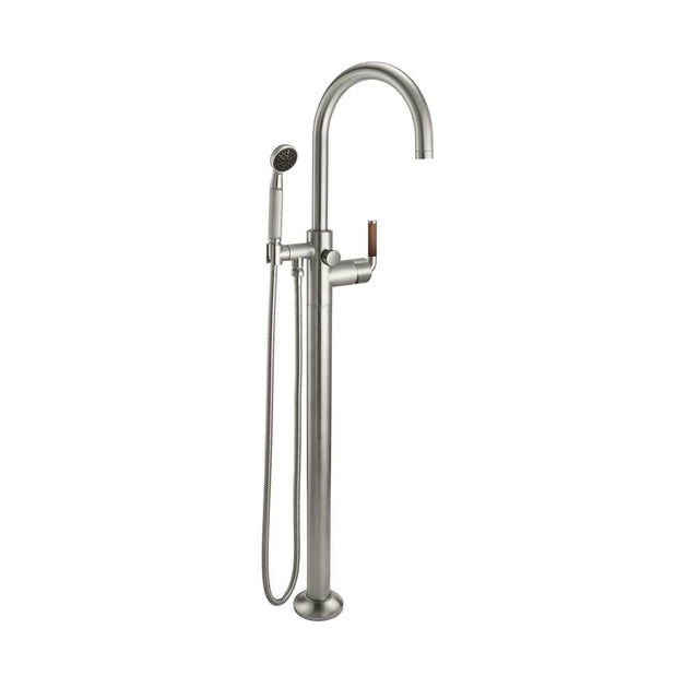 California Faucets - Industrial Single Hole Floor Mount Tub Filler - Arc Spout - Polished Chrome
