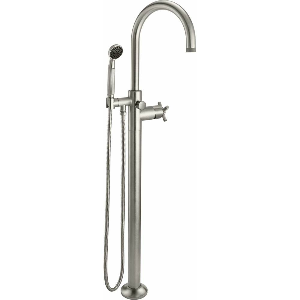 California Faucets - Industrial Single Hole Floor Mount Tub Filler - Arc Spout - Gloss White