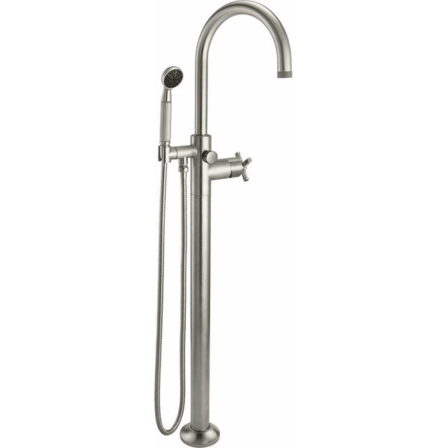 California Faucets - Industrial Single Hole Floor Mount Tub Filler - Arc Spout - Gloss White