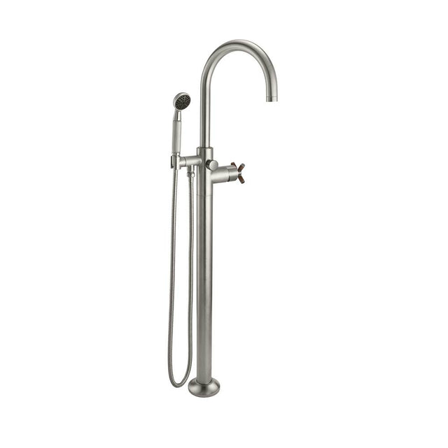 California Faucets - Industrial Single Hole Floor Mount Tub Filler - Arc Spout - Gloss White