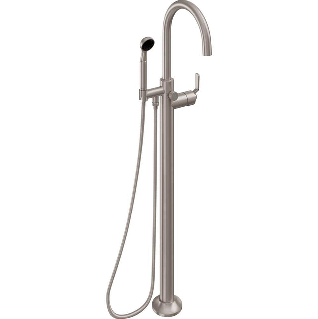 California Faucets - Industrial Single Hole Floor Mount Tub Filler - Arc Spout - Gloss White