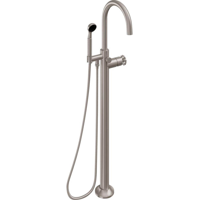 California Faucets - Industrial Single Hole Floor Mount Tub Filler - Arc Spout - Gloss White