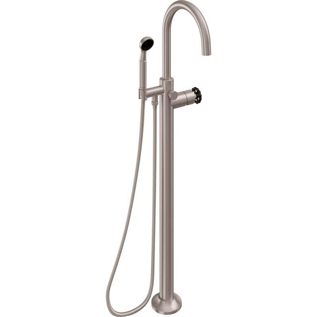 California Faucets - Industrial Single Hole Floor Mount Tub Filler - Arc Spout - Gloss White