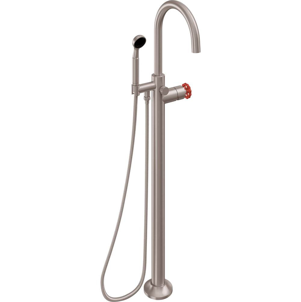 California Faucets - Industrial Single Hole Floor Mount Tub Filler - Arc Spout - Gloss White