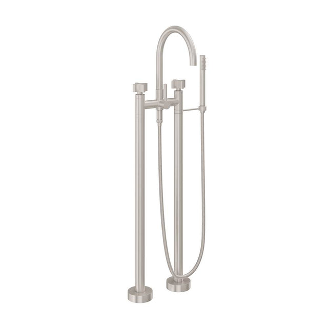 California Faucets - Contemporary Floor Mount Tub Filler - Arc Spout - Gloss White
