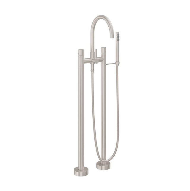 California Faucets - Contemporary Floor Mount Tub Filler - Arc Spout - Gloss White