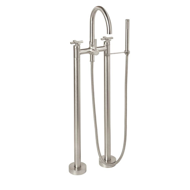 California Faucets - Contemporary Floor Mount Tub Filler - Arc Spout - Gloss White