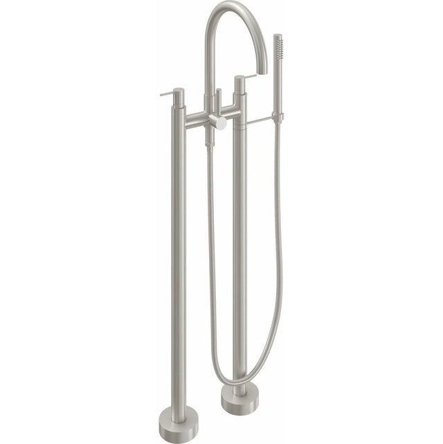 California Faucets - Contemporary Floor Mount Tub Filler - Arc Spout - Gloss White
