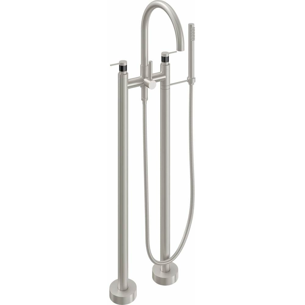 California Faucets - Contemporary Floor Mount Tub Filler - Arc Spout - Gloss White