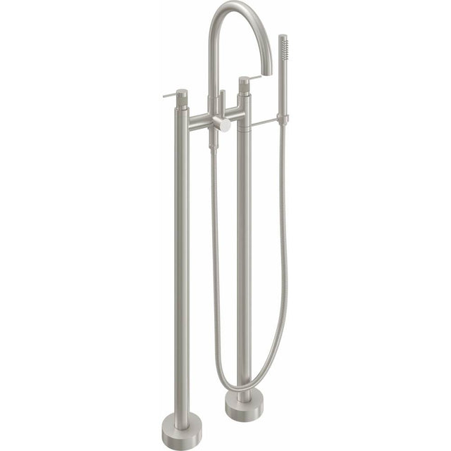 California Faucets - Contemporary Floor Mount Tub Filler - Arc Spout - Gloss White