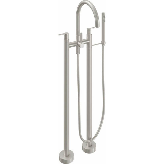 California Faucets - Contemporary Floor Mount Tub Filler - Arc Spout - Gloss White