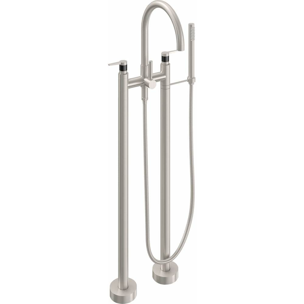 California Faucets - Contemporary Floor Mount Tub Filler - Arc Spout - Gloss White