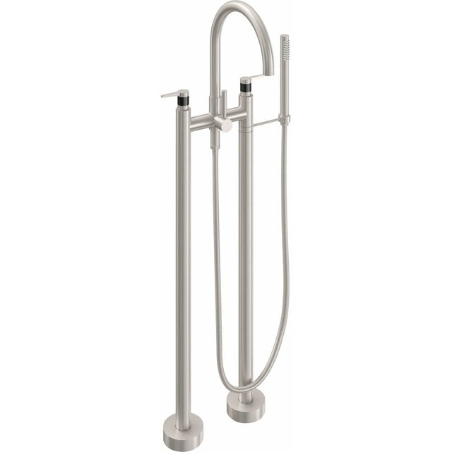 California Faucets - Contemporary Floor Mount Tub Filler - Arc Spout - Gloss White