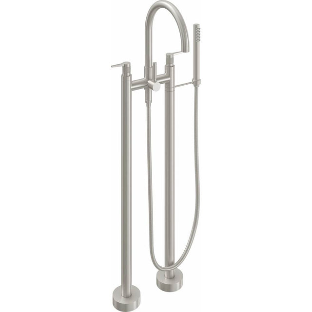 California Faucets - Contemporary Floor Mount Tub Filler - Arc Spout - Gloss White