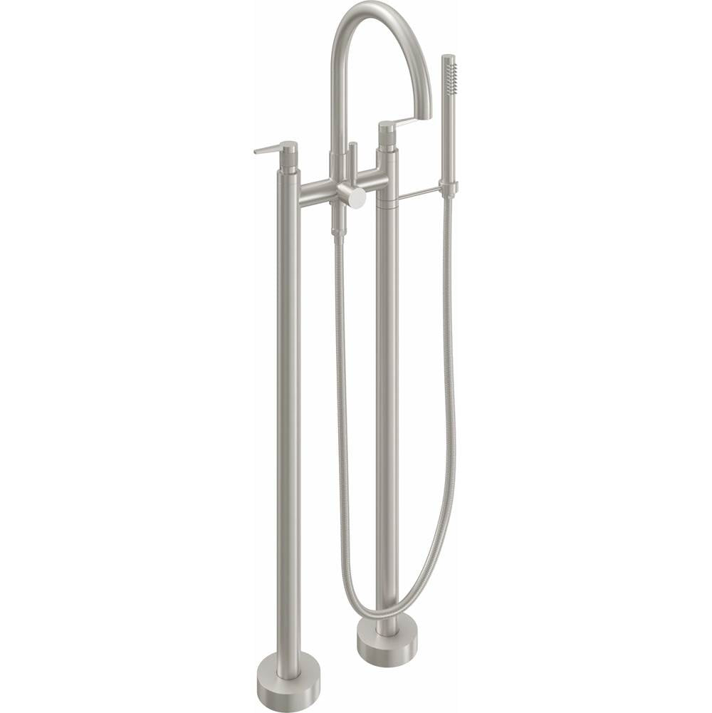 California Faucets - Contemporary Floor Mount Tub Filler - Arc Spout - Gloss White