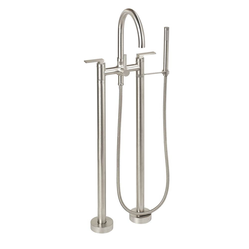 California Faucets - Contemporary Floor Mount Tub Filler - Arc Spout - Gloss White