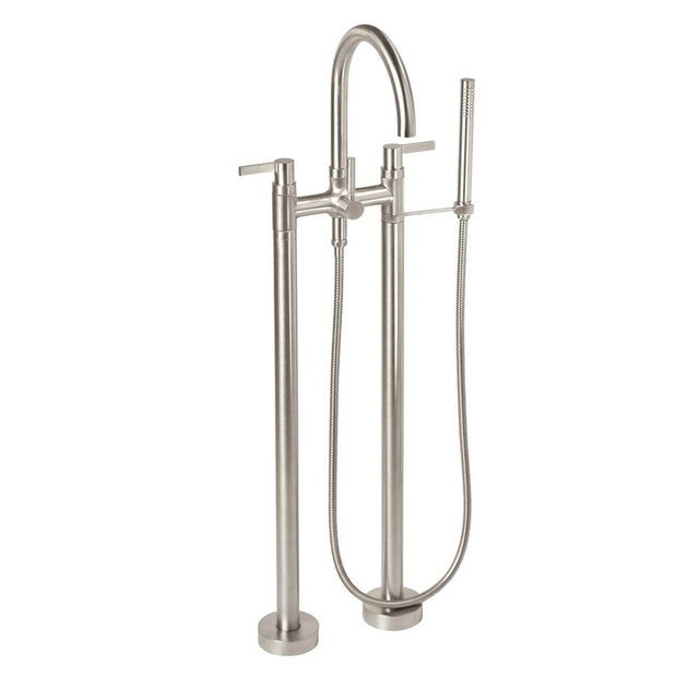 California Faucets - Contemporary Floor Mount Tub Filler - Arc Spout - Gloss White