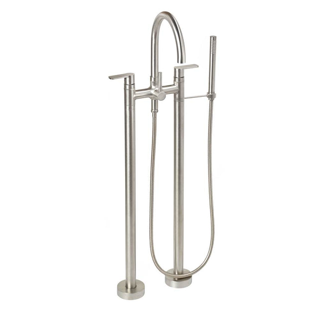California Faucets - Contemporary Floor Mount Tub Filler - Arc Spout - Gloss White