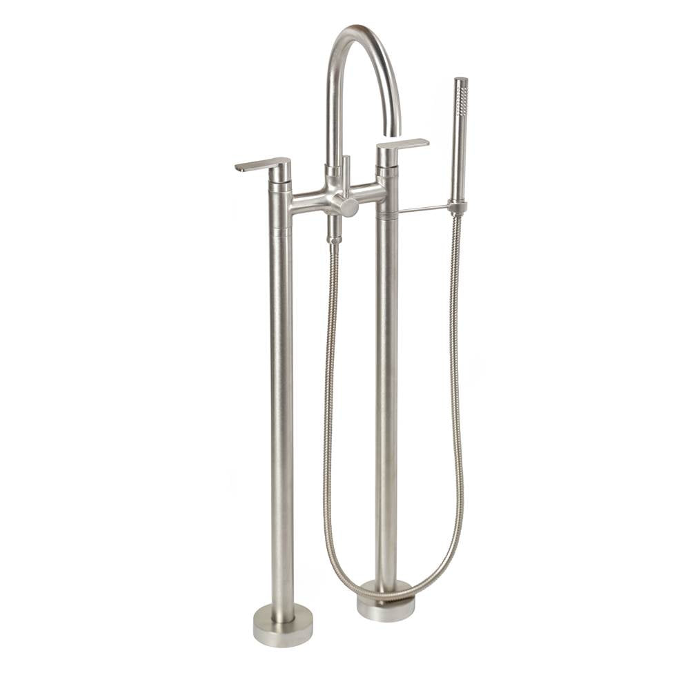 California Faucets - Contemporary Floor Mount Tub Filler - Arc Spout - Gloss White