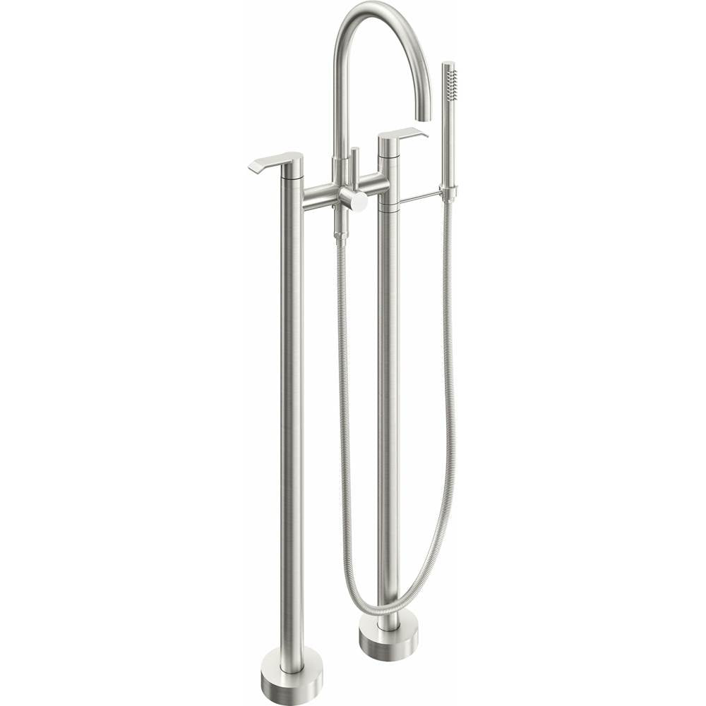 California Faucets - Contemporary Floor Mount Tub Filler - Arc Spout - Gloss White