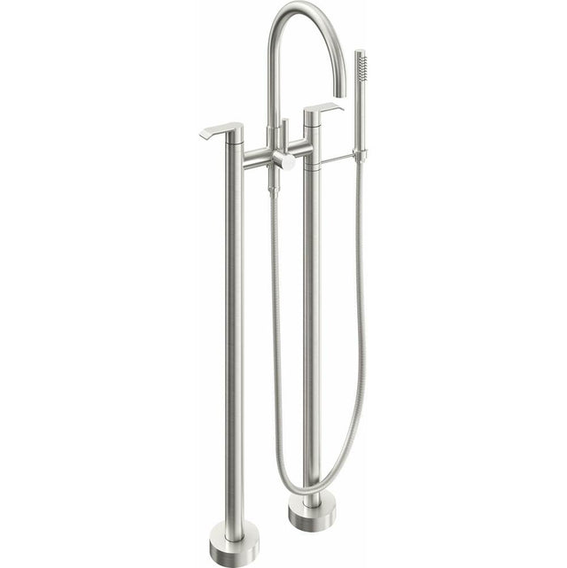 California Faucets - Contemporary Floor Mount Tub Filler - Arc Spout - Gloss White