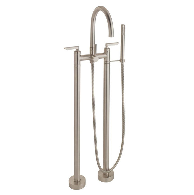 California Faucets - Contemporary Floor Mount Tub Filler - Arc Spout - Gloss White