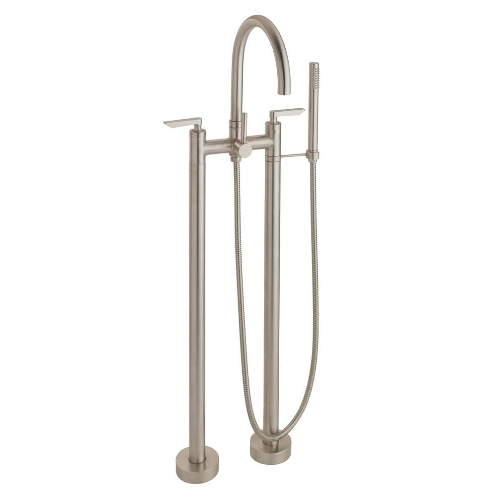 California Faucets - Contemporary Floor Mount Tub Filler - Arc Spout - Gloss White