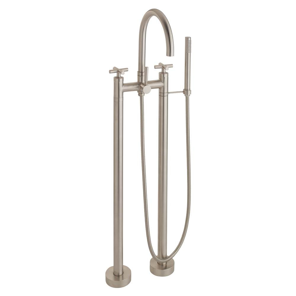 California Faucets - Contemporary Floor Mount Tub Filler - Arc Spout - Gloss White