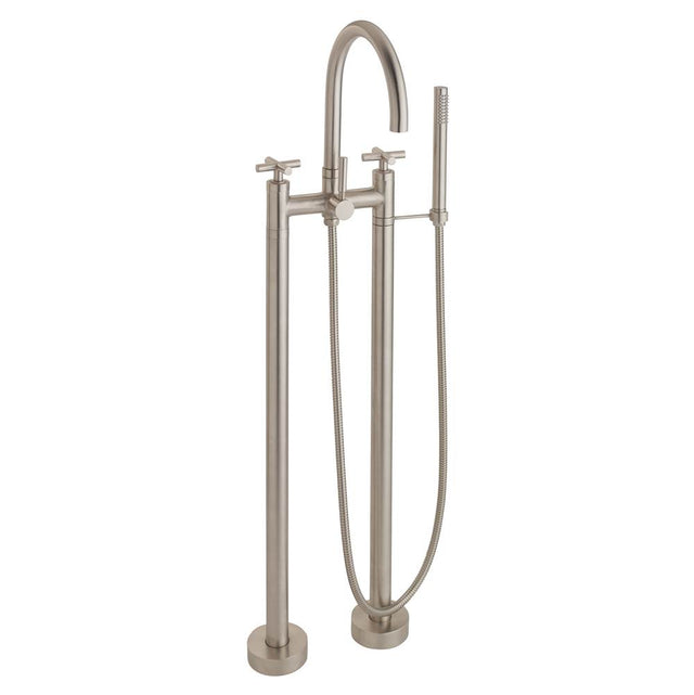 California Faucets - Contemporary Floor Mount Tub Filler - Arc Spout - Gloss White