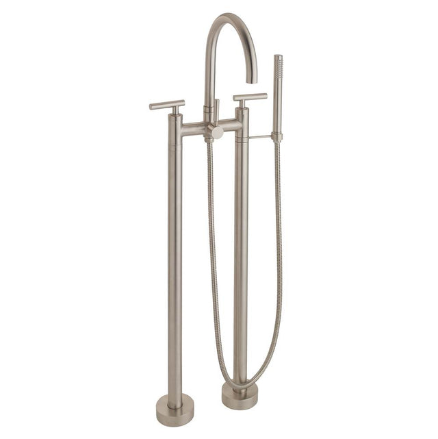 California Faucets - Contemporary Floor Mount Tub Filler - Arc Spout - Gloss White