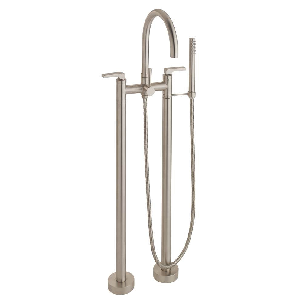 California Faucets - Contemporary Floor Mount Tub Filler - Arc Spout - Gloss White