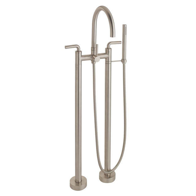 California Faucets - Contemporary Floor Mount Tub Filler - Arc Spout - Gloss White
