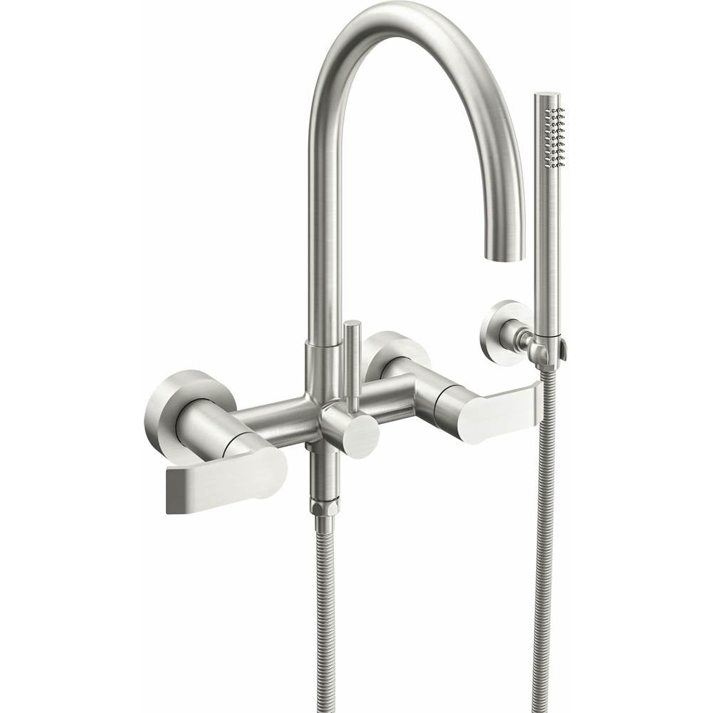 California Faucets - Contemporary Wall Mount Tub Filler - Arc Spout - Polished Nickel Pvd