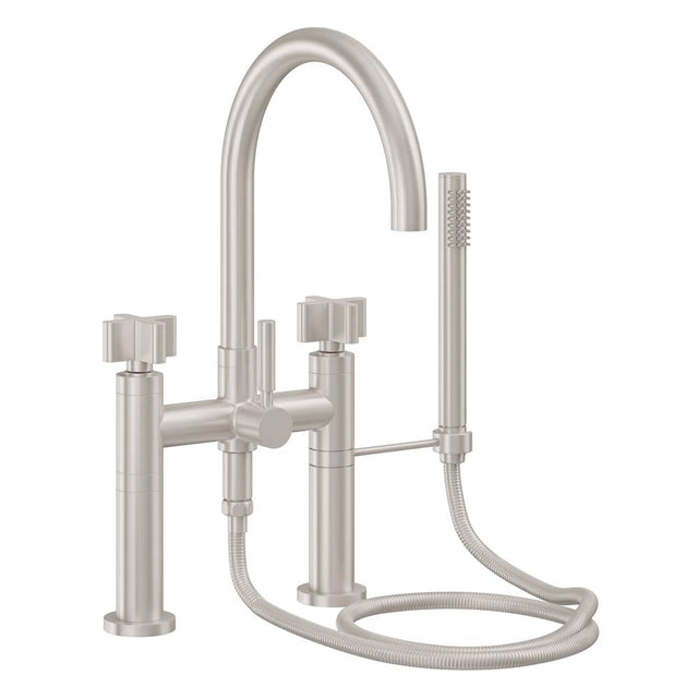 California Faucets - Contemporary Deck Mount Tub Filler - Arc Spout - Gloss White