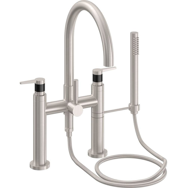 California Faucets - Contemporary Deck Mount Tub Filler - Arc Spout - Black Nickel Pvd