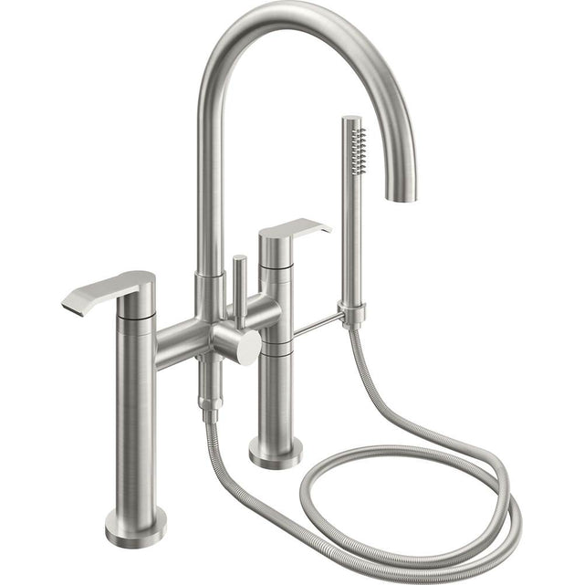 California Faucets - Contemporary Deck Mount Tub Filler - Arc Spout - Gloss White
